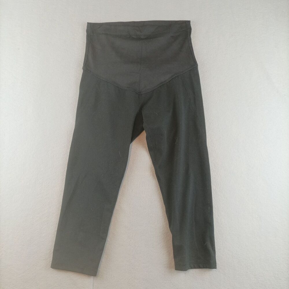 Pink Blush Womens Maternity Capri Leggings Size S Black Stretchy Over Stomach